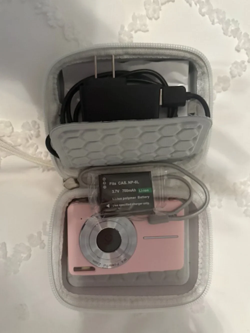 Pink 44MP Digital Camera Point & Shoot Vlogging Camera w/ Case Charger Battery